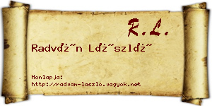 Radván László névjegykártya